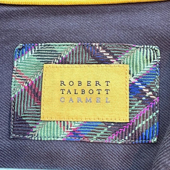 ROBERT TALBOT CARMEL Button Down Shirt with Plaid Contrast Button Placard - L - Picture 3 of 9